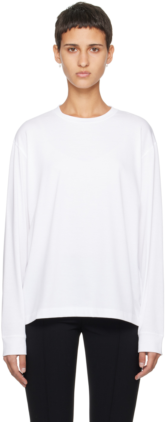The Row: White Ciles R Long Sleeve T-Shirt | SSENSE Canada
