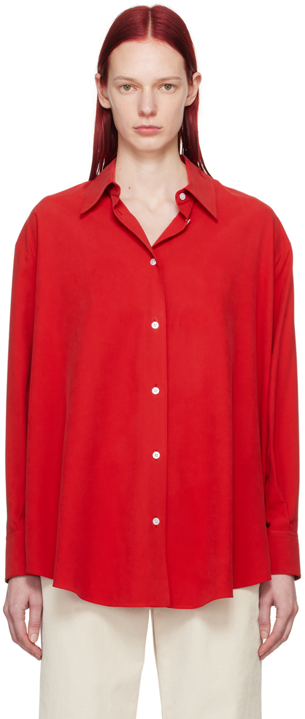 Shop The Row Red Andra Shirt In Goji Berry