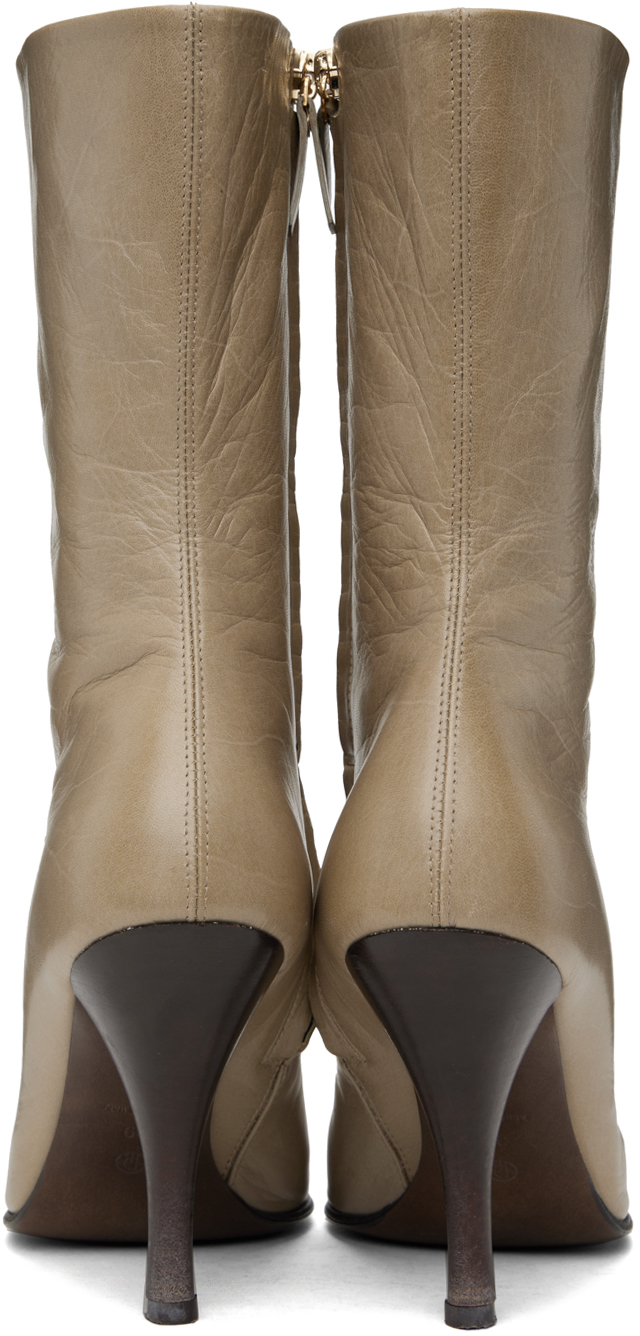 The Row Beige Liv Natural Kid Leather Boots In Bark
