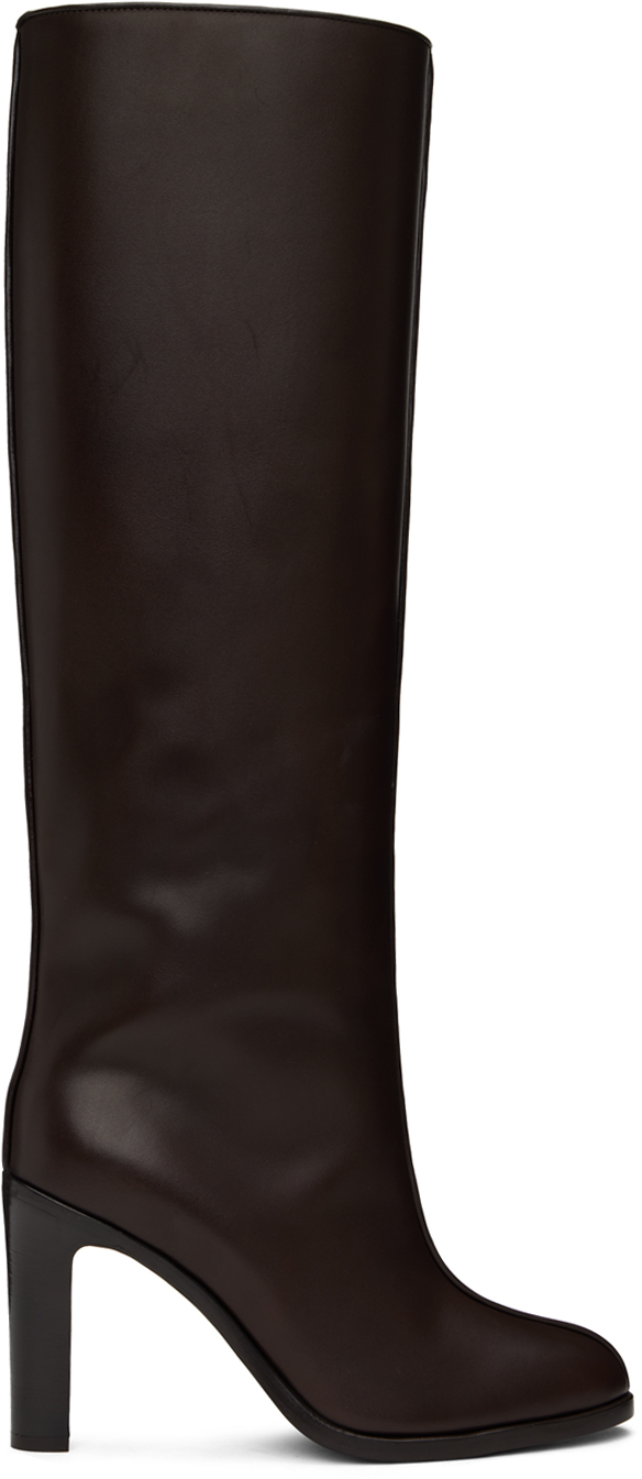 The Row Wide Shaft Boot In Dark Brown