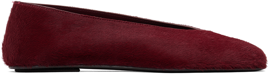 Burgundy Eva Two Ballerina Flats by The Row on Sale