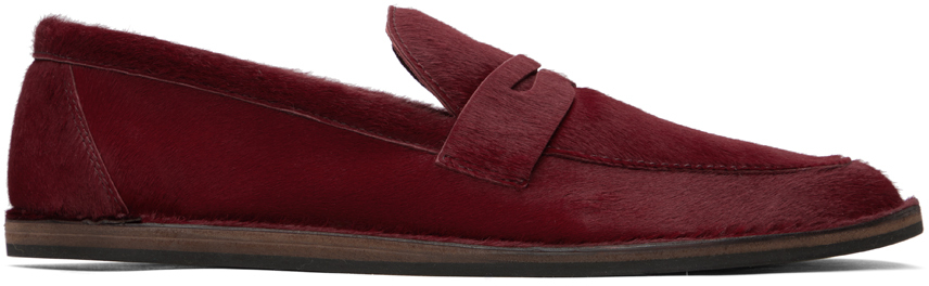 The Row: Burgundy Cary Loafers | SSENSE