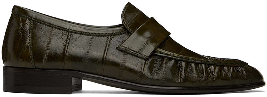 Shop The Row Green Soft Loafers In Olive
