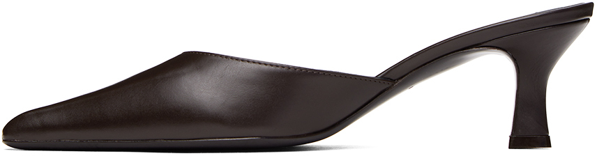 The Row Brown Cybil Heels In Dark Brown