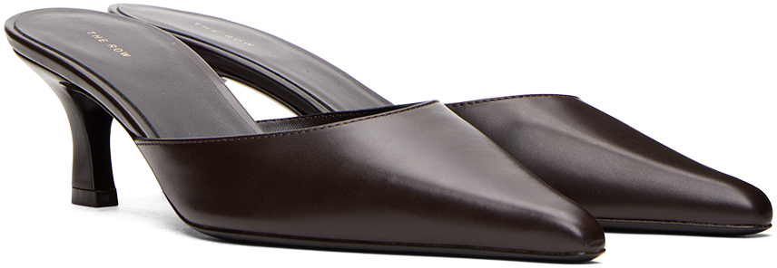 The Row Brown Cybil Heels In Dark Brown