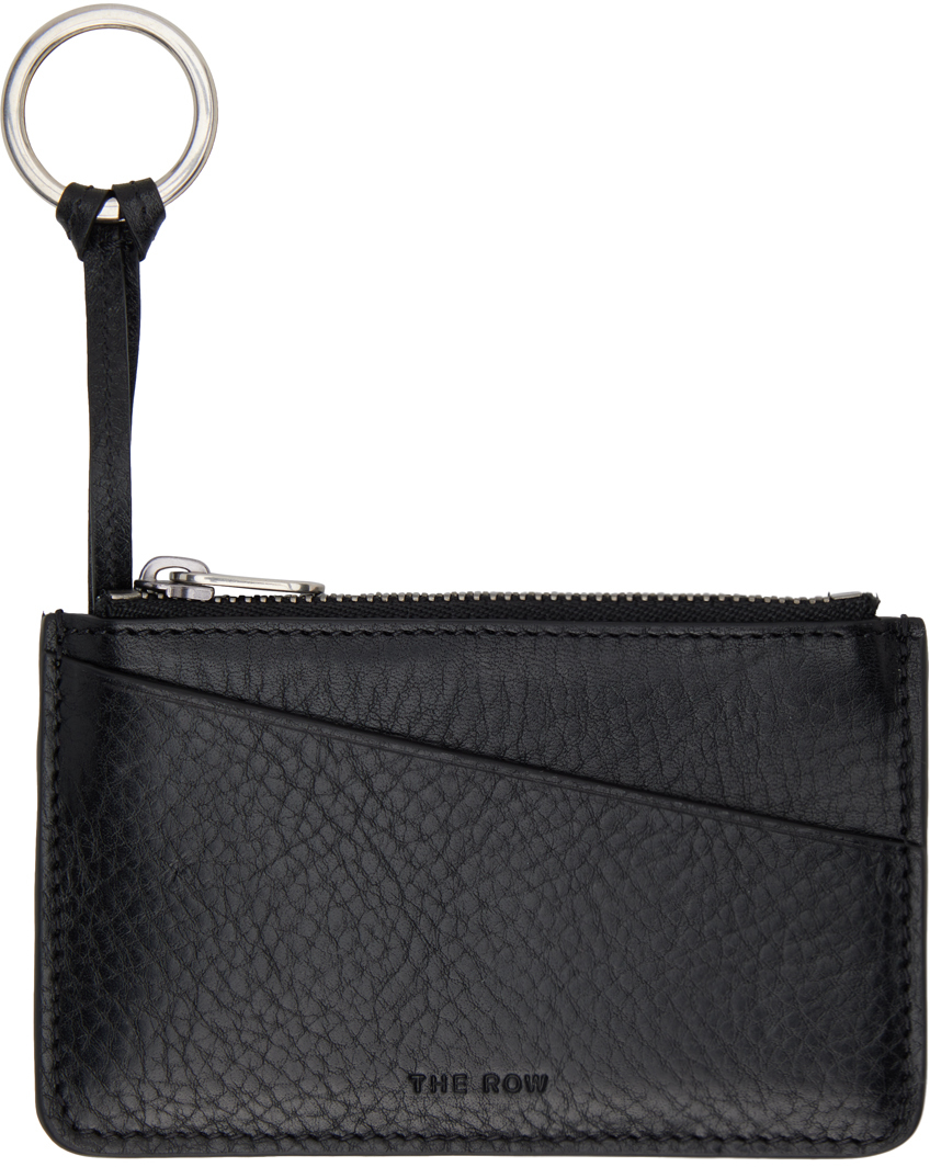 The Row Black Zipped Keychain Wallet In Bas Black Ans