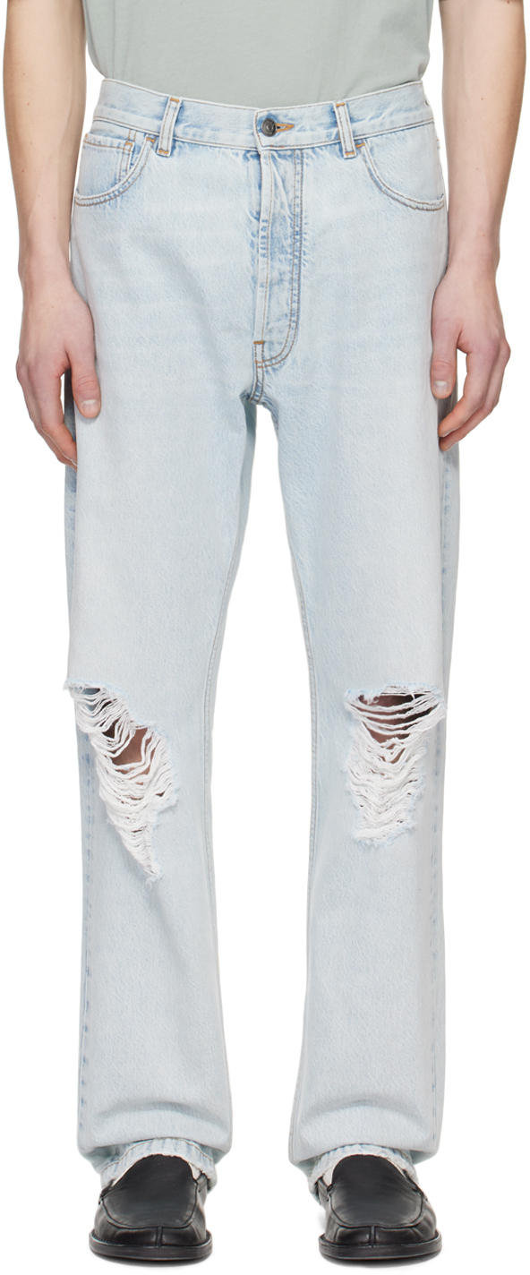 Shop The Row Blue Burted Jeans In Bhd Bleached