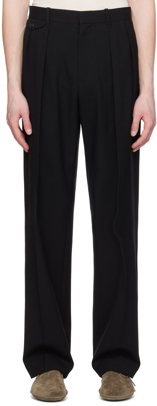 Shop The Row Black Marcello Trousers In Blk Black