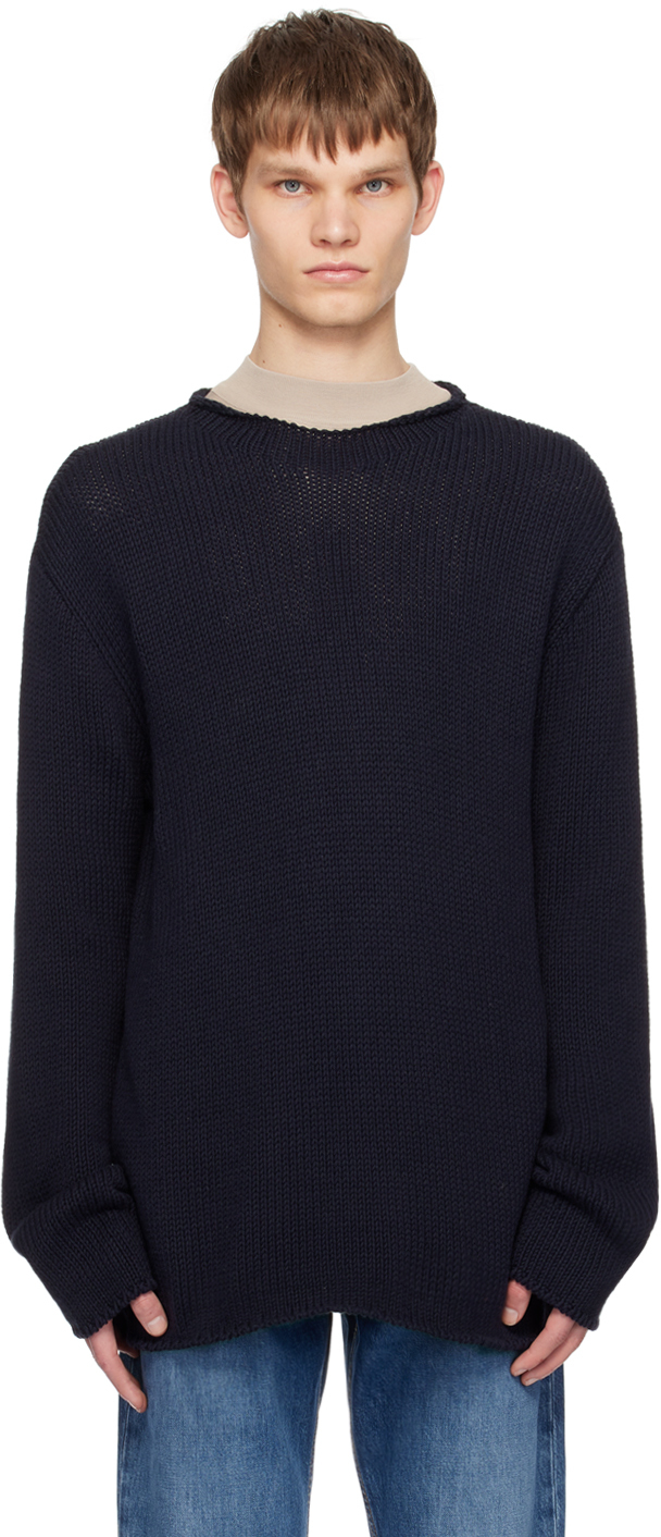 The Row Navy Anteo Sweater In Blue