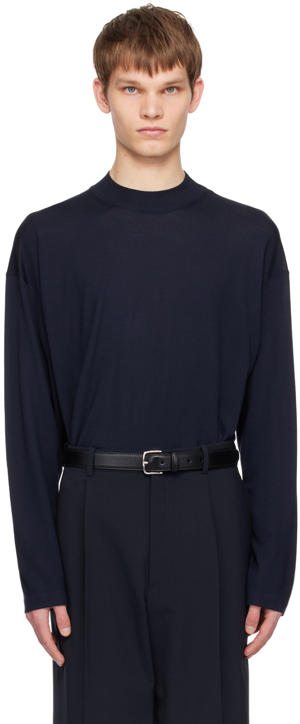 The Row Navy Delsie Turtleneck In Nvy Navy