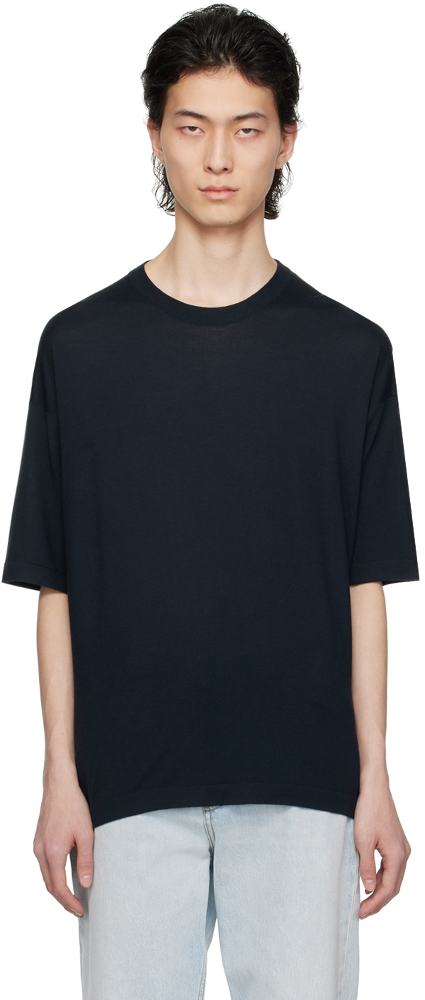 The Row Cotton Steven T-shirt In Nvy Navy