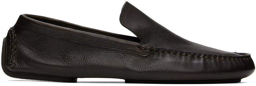 Shop The Row Brown Lucca Loafers In Dbr Dark Brown