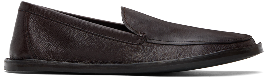 Shop The Row Brown Cary V1 Loafers In Dbr Dark Brown