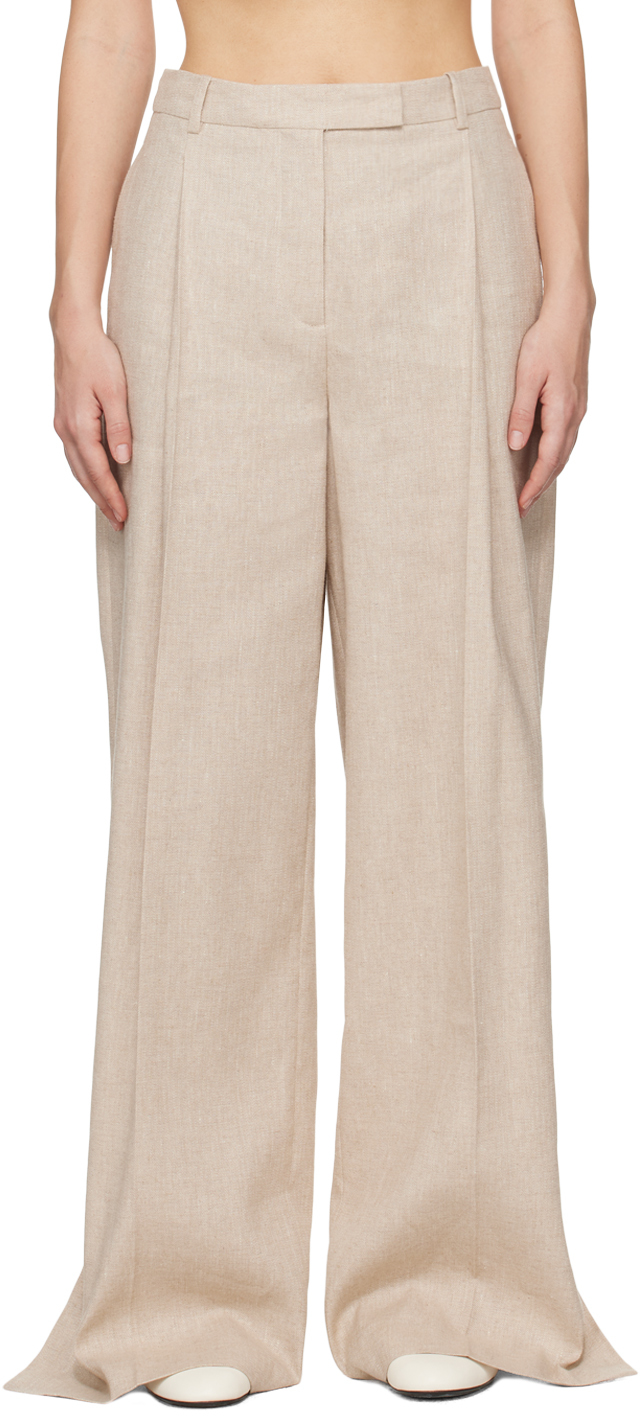 Beige Lino Trousers