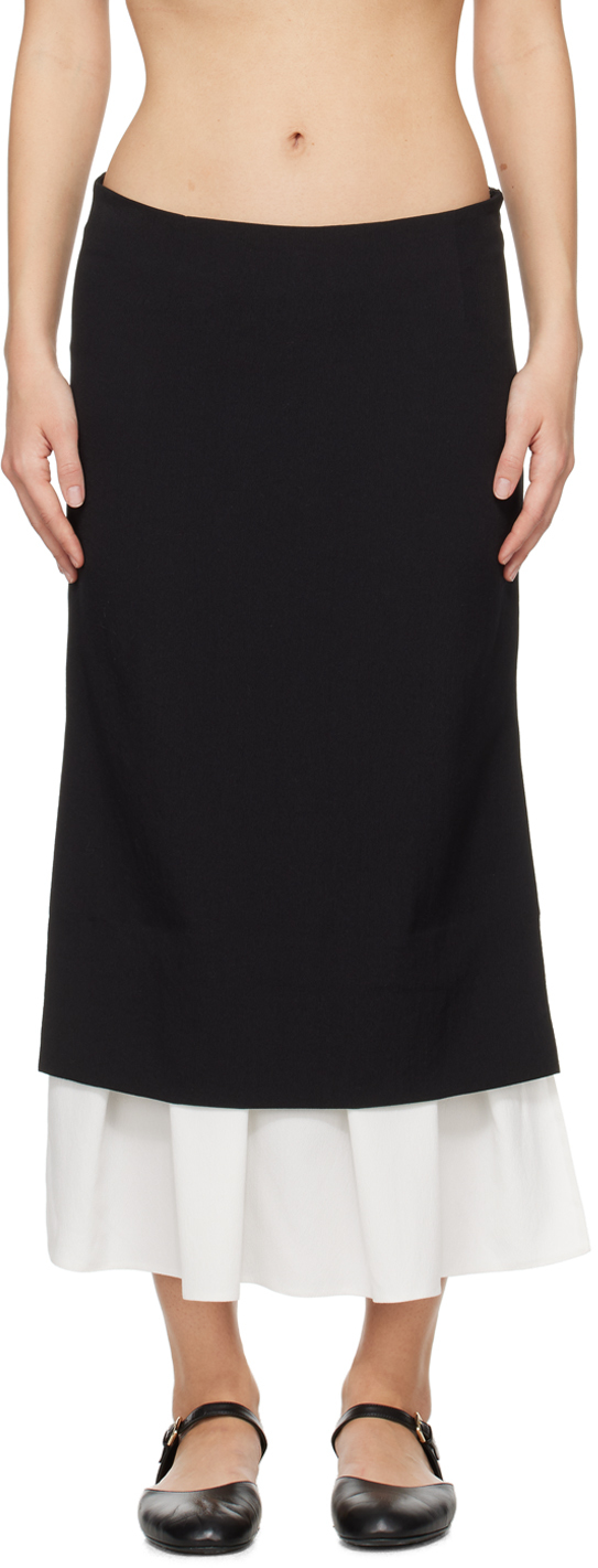 Black Treviso Midi Skirt
