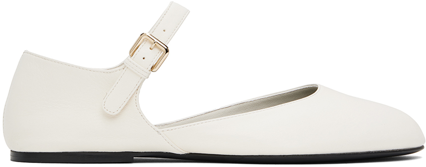 Shop Co White Round Toe D'orsay Ballerina Flats In 110 Ivory