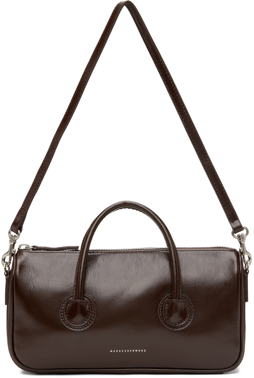 Marge Sherwood Brown Zipper Small Bag In Dark Brown Glossy