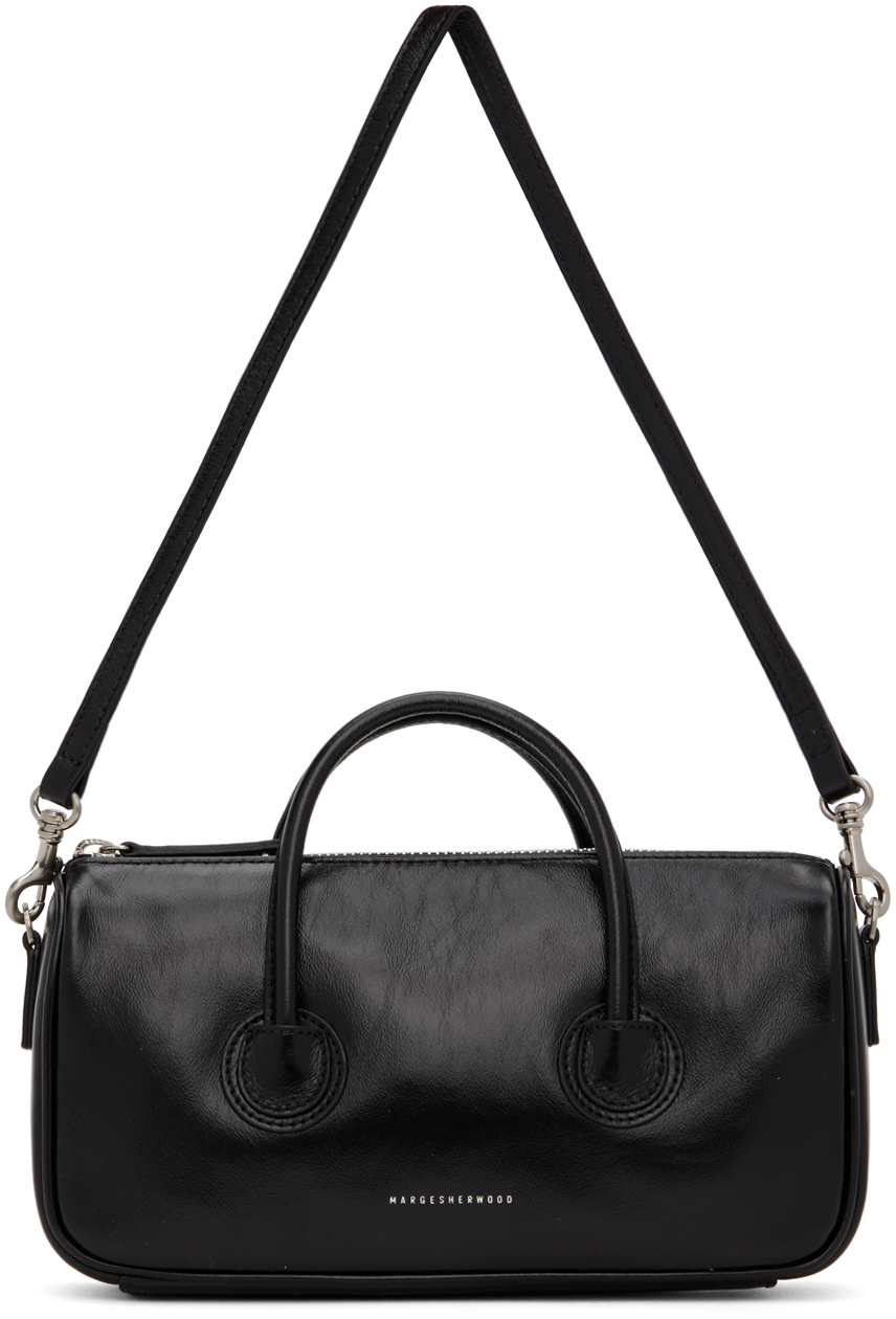 Marge Sherwood Black Zipper Small Bag In Black Glossy Plain