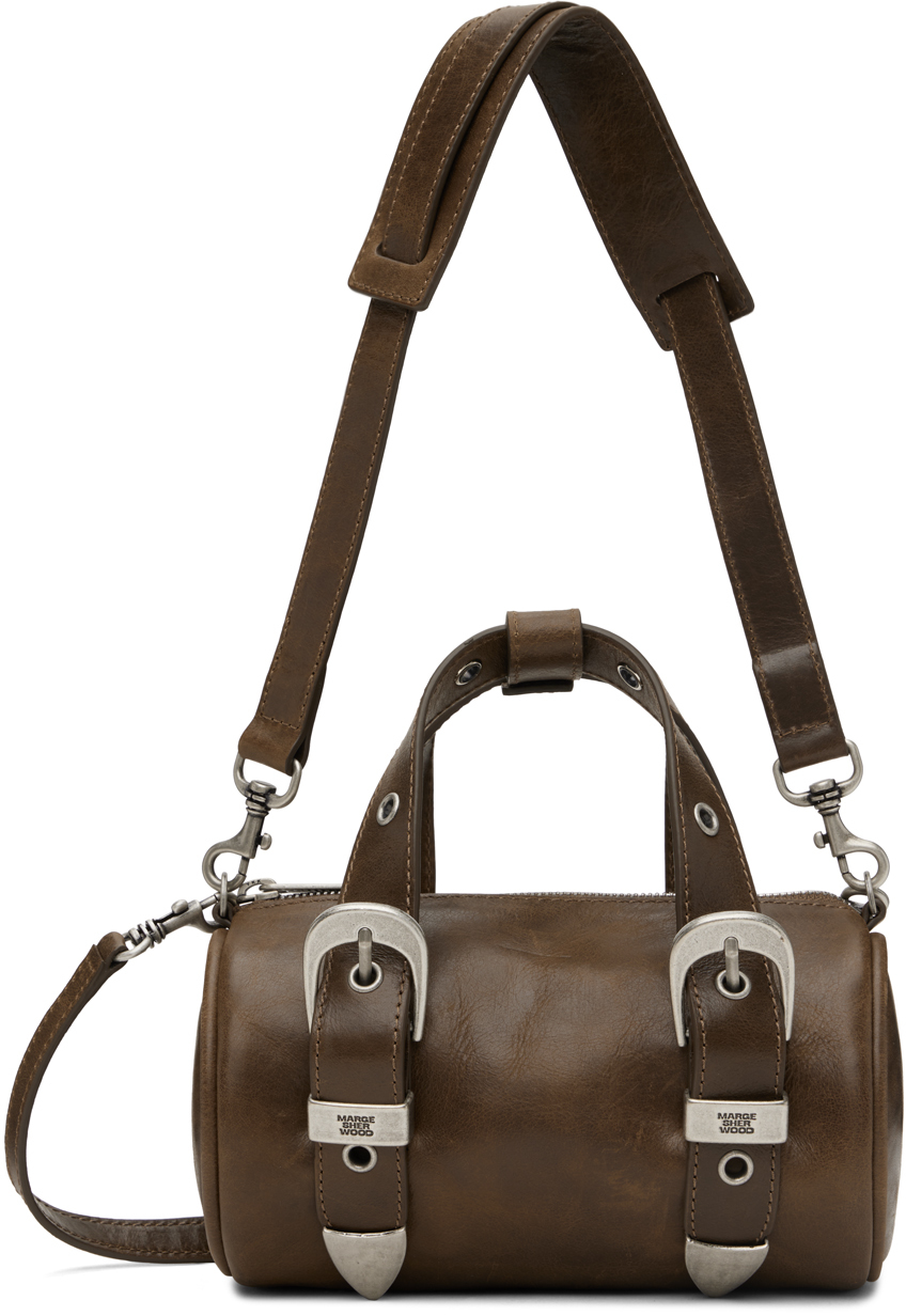 Marge Sherwood Brown Belted Log Washed Pull-up Bag In Washed Brown Pullup