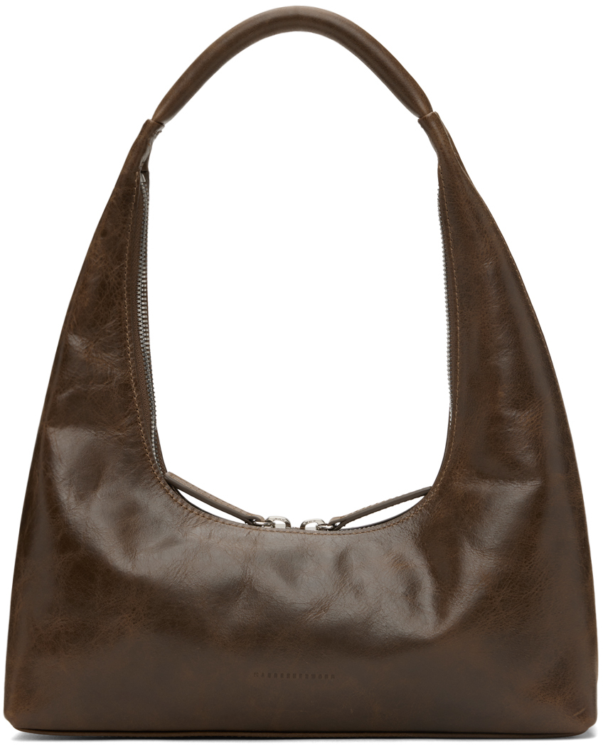 Marge Sherwood Brown Leather Shoulder Bag In Washed Brown Pullup