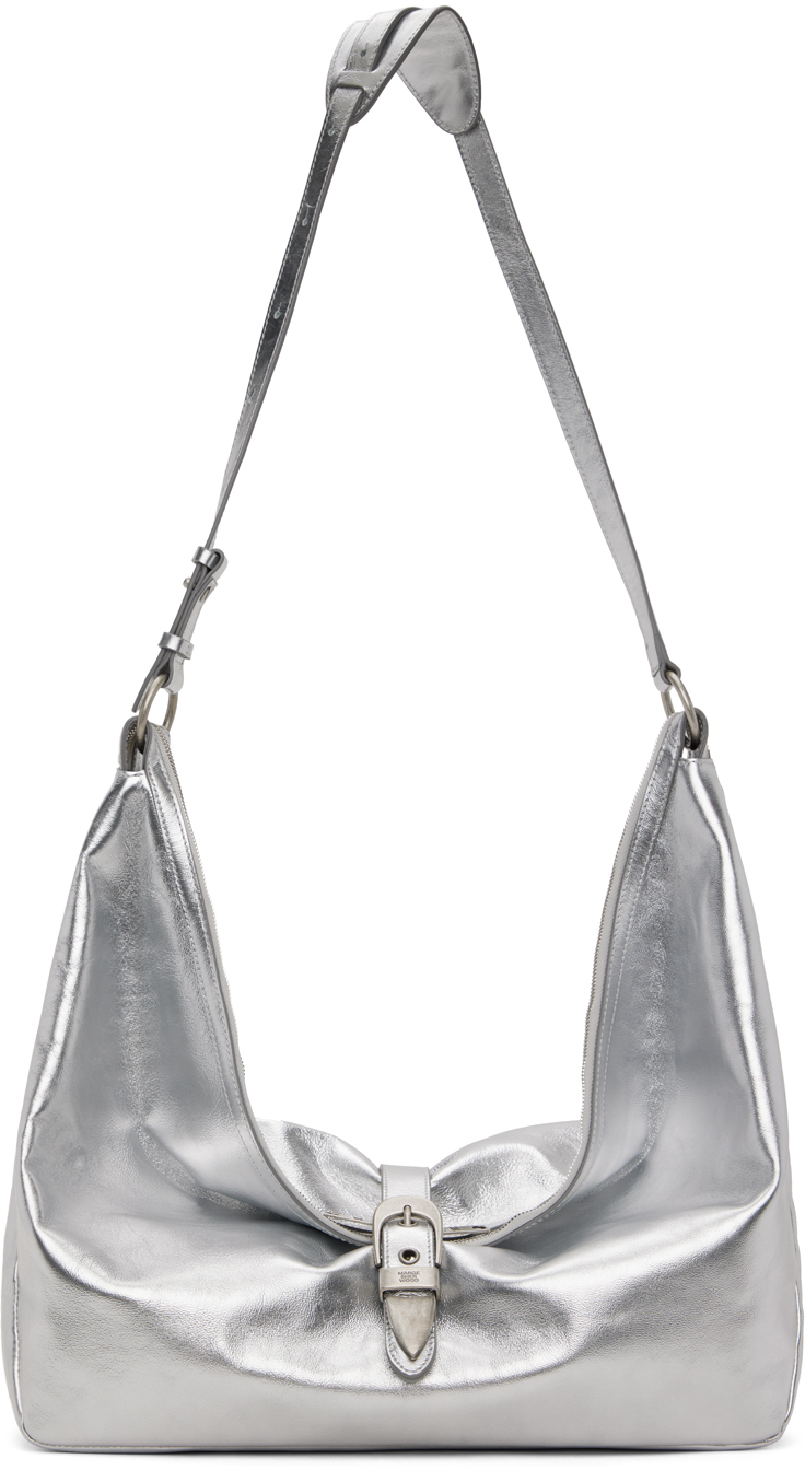 Marge Sherwood Silver Belted Bag In Metallic Silver Foil