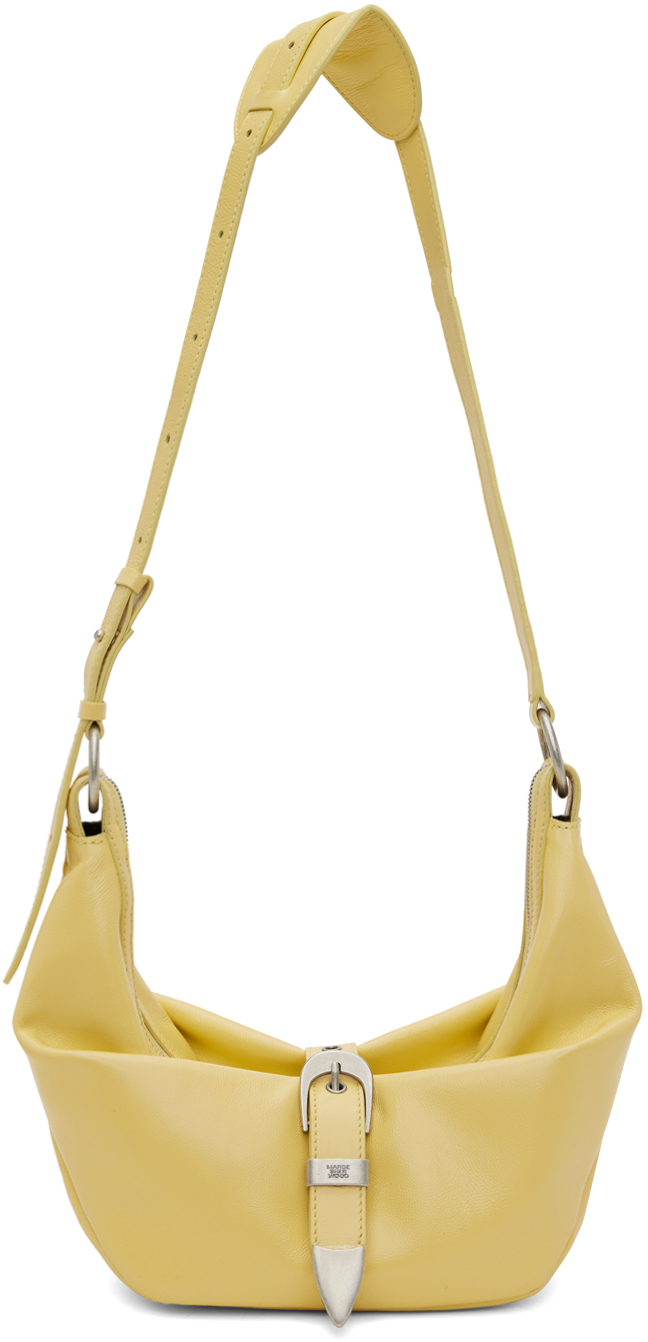 Shop Marge Sherwood Yellow Belted Mini Bag In Soup Glossy Plain