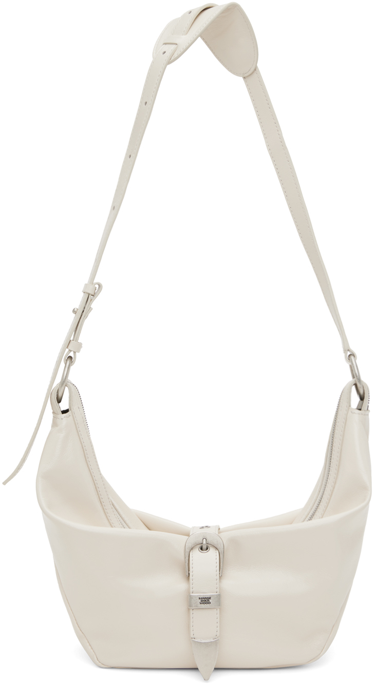 Shop Marge Sherwood Off-white Belted Mini Bag In Cream Glossy Plain