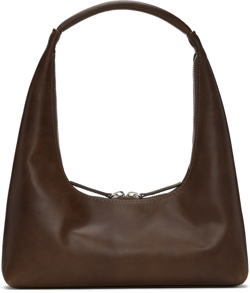 Shop Marge Sherwood Brown Integrated Strap Shoulder Bag In Washed Brown Pullup