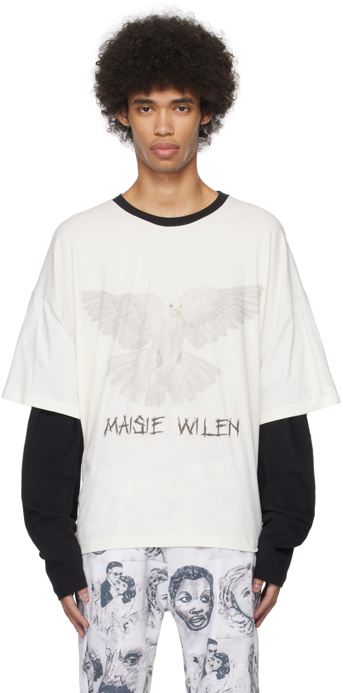 White & Black Nominee Long Sleeve T-Shirt by Maisie Wilen on