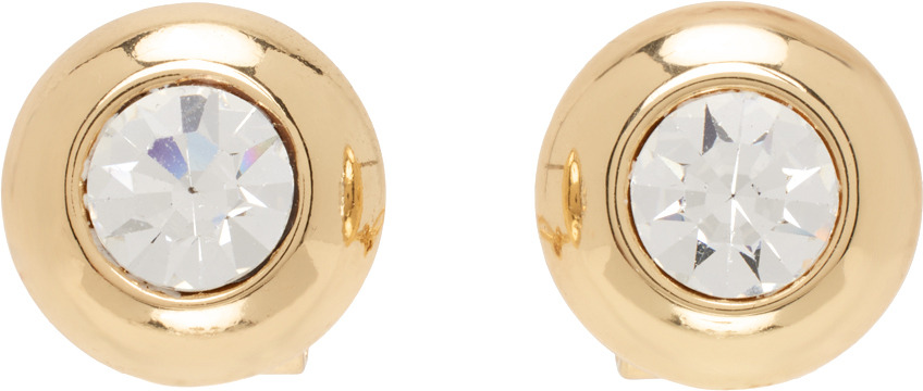 Area Gold Crystal Dome Stud Earrings