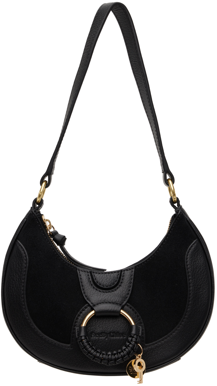 Sac demi-lune noir à ornement Hana See by Chloé en solde