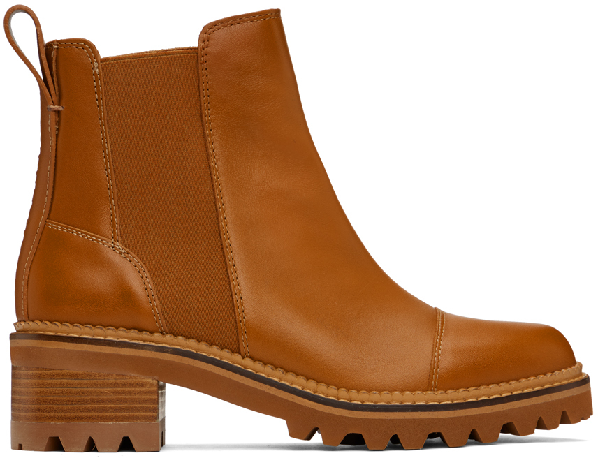 See By Chloé Mallory Leather Shearling Chelsea Booties In Tan