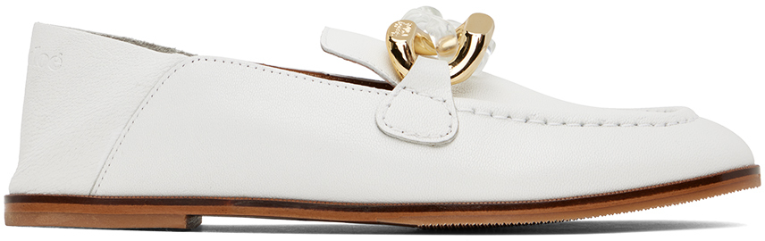 Shop See By Chloé White Monyca Loafers In 001 Optical White