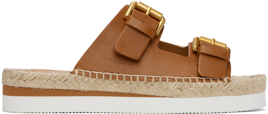 Shop See By Chloé Tan Glyn Platform Espadrille Sandals In 533 Cuoio