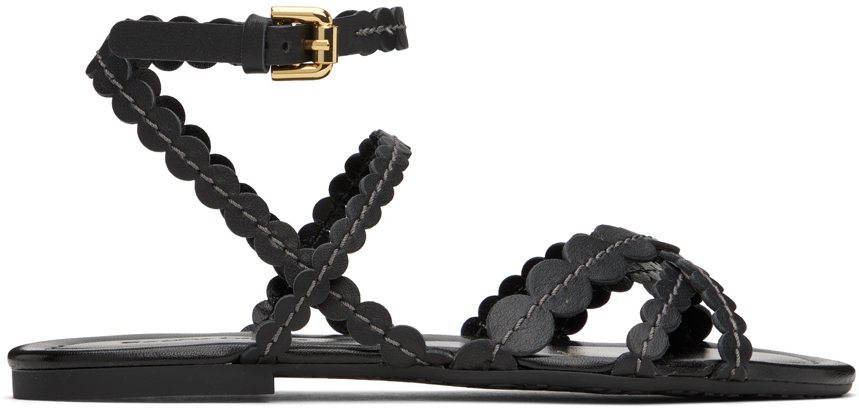 【関税込み】See by Chloe ブラック Kaddy フラットサンダル See by Chloé: ブラック Kaddy フラットサンダル | SSENSE 日本