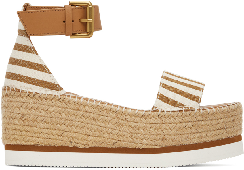 See by Chloé Tan & White Glyn Espadrilles Sandals
