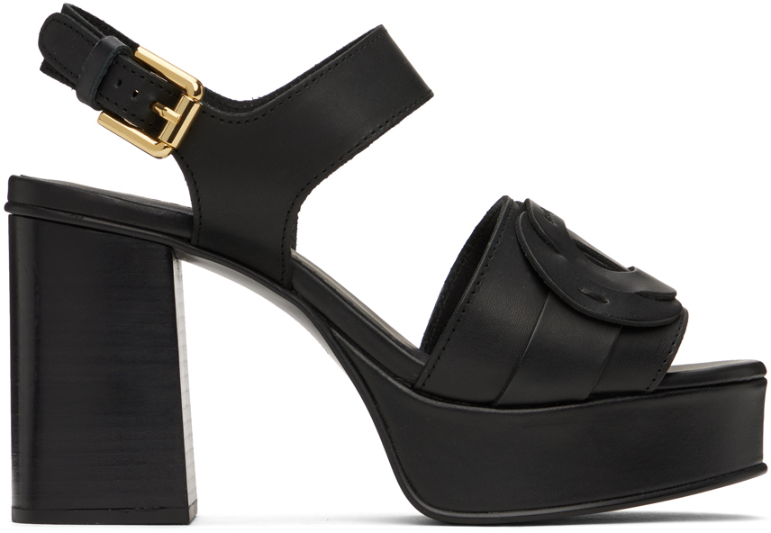 See By Chloé Black Loys Platform Heeled Sandals In 999 Black