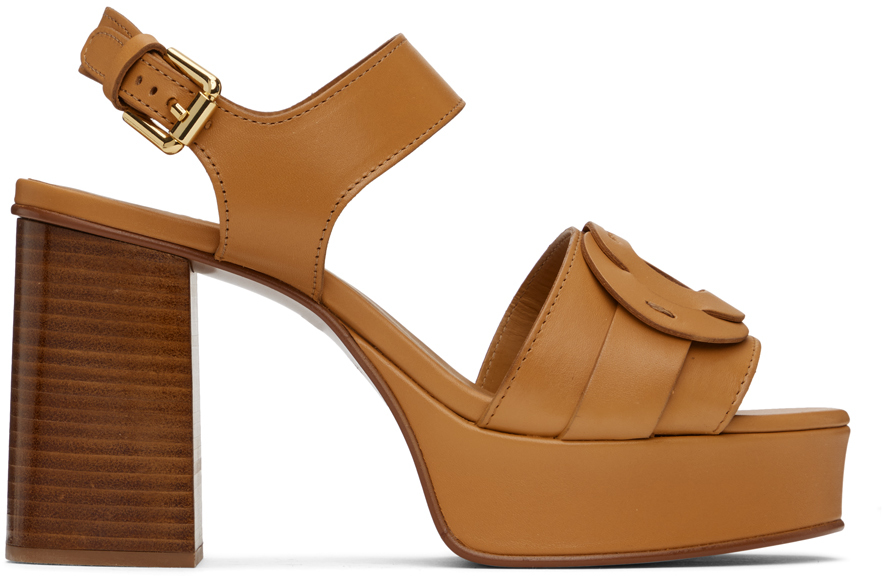 See By Chloé Tan Loys Platform Heeled Sandals In Fawn