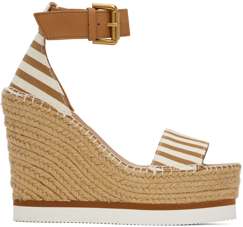 See by Chloe Tan White Glyn Espadrille Heeled Sandals