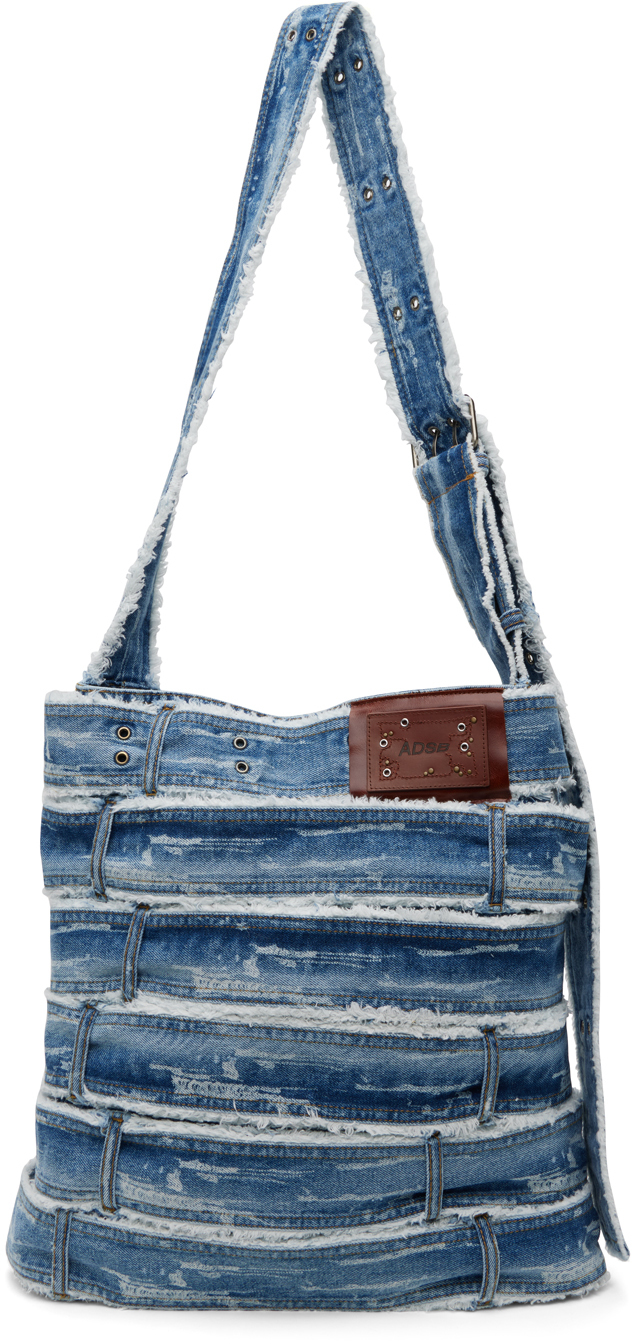 Blue Belt Big Denim Messenger Bag by Andersson Bell on Sale 