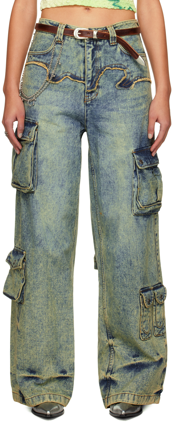 【関税込み】Andersson Bell ブルー Simiz ジーンズ Andersson Bell - Simiz Denim Cargo Jeans | HBX - Globally