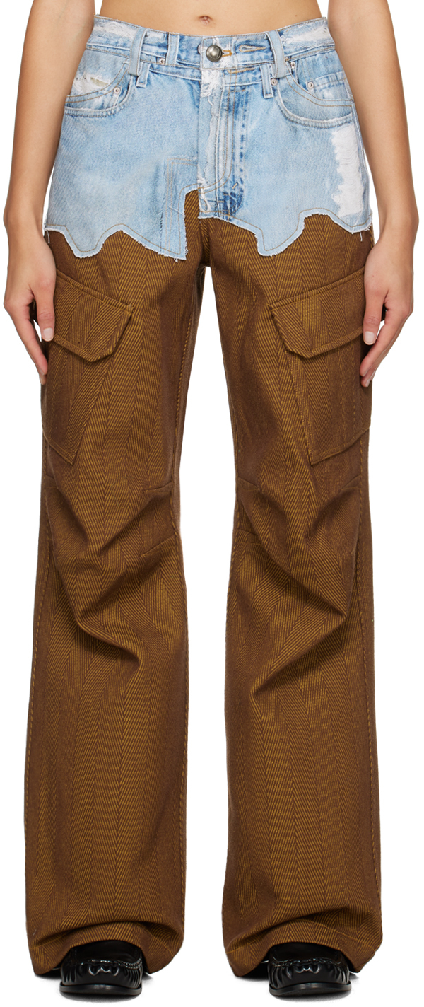 Andersson Bell Blue & Brown Trompe L'œil Trousers