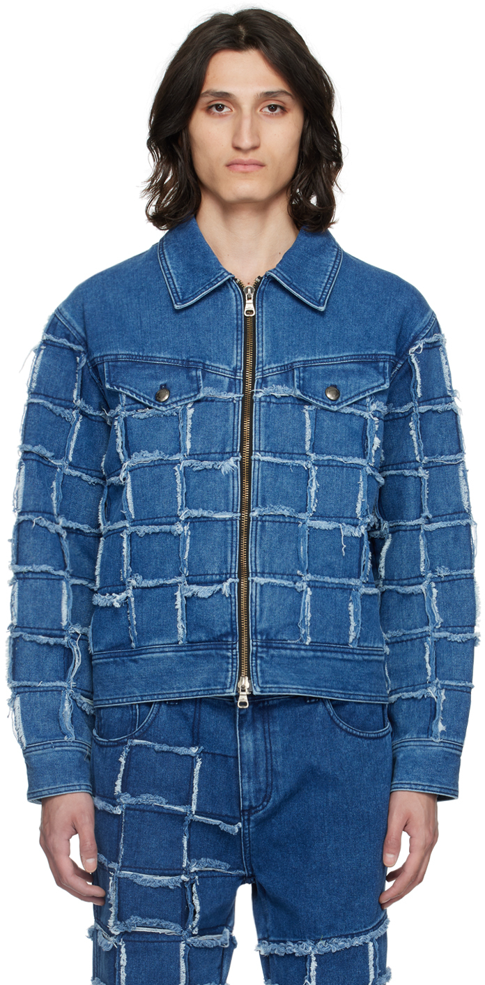 Blue New Patchwork Denim Jacket by Andersson Bell on Sale