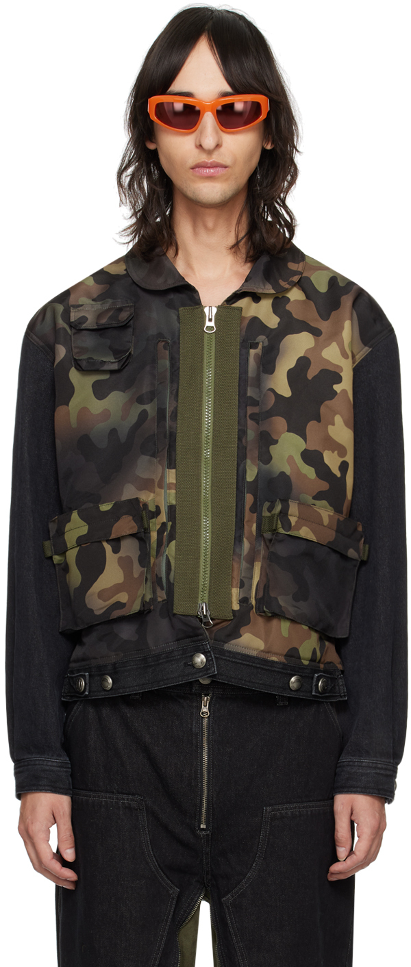 Black Camouflage Denim Jacket by Andersson Bell on Sale