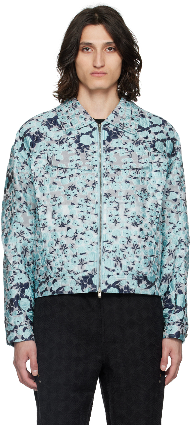 Shop Andersson Bell Blue Fabrian Flower Jacket In Sky Blue