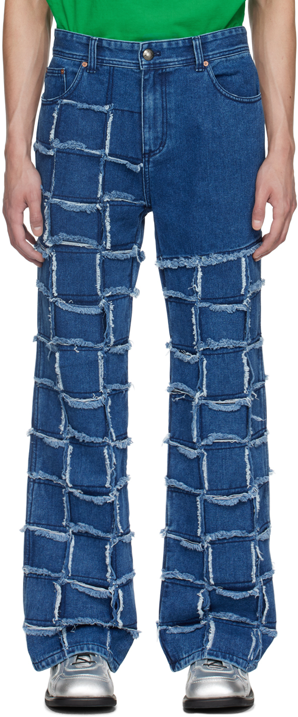 Shop Andersson Bell Blue New Patchwork Jeans In Washed Blue