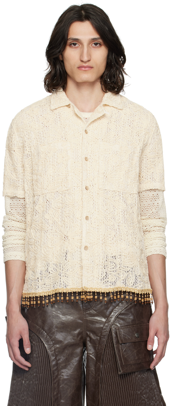 Shop Andersson Bell Off-white Flower Shirt In Ecru