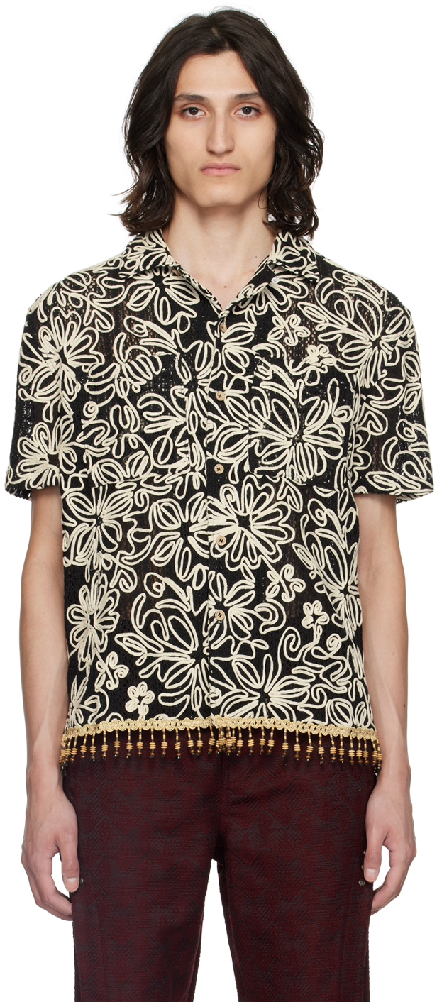 Black Flower Shirt by Andersson Bell on Sale