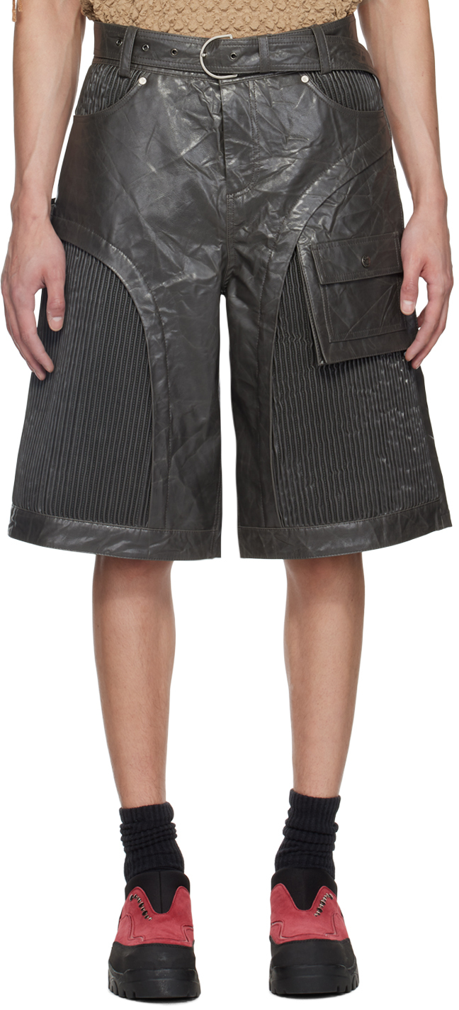 Gray Sunbird Faux-Leather Shorts