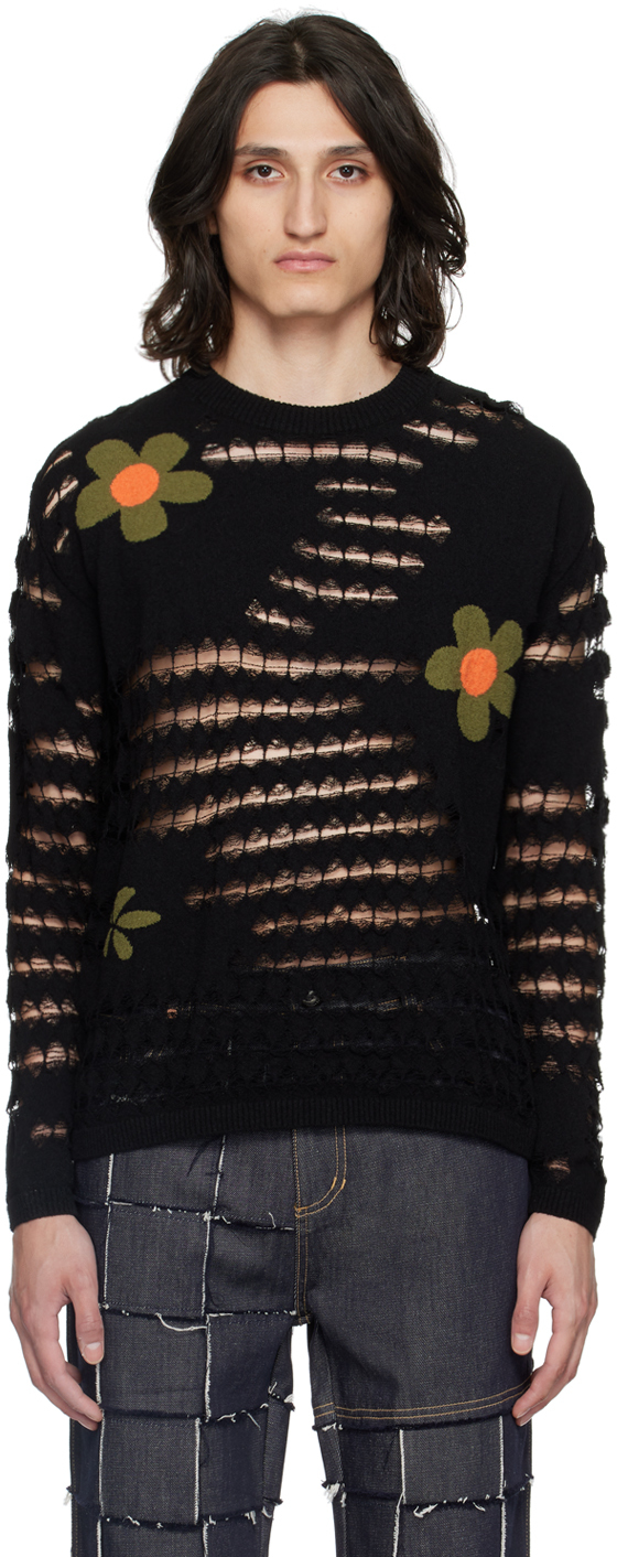 Black Flower Sweater
